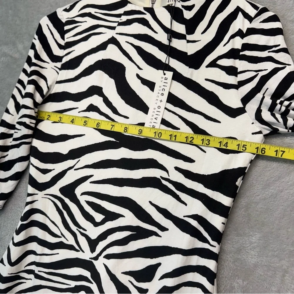 ALICE + OLIVIA Zebra-Print Sheath Bodycon Dress Size 6 - Picture 9 of 12
